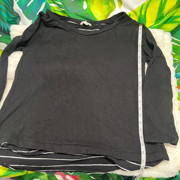 CASLON Women’s Medium Black White Button Back Long Sleeve Fall Winter Top - Picture 8 of 9